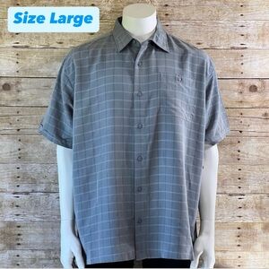 Tallwoods Mens Short Sleeve‎ Button Down Shirt Gray Grid TWS0519113 Large NWT